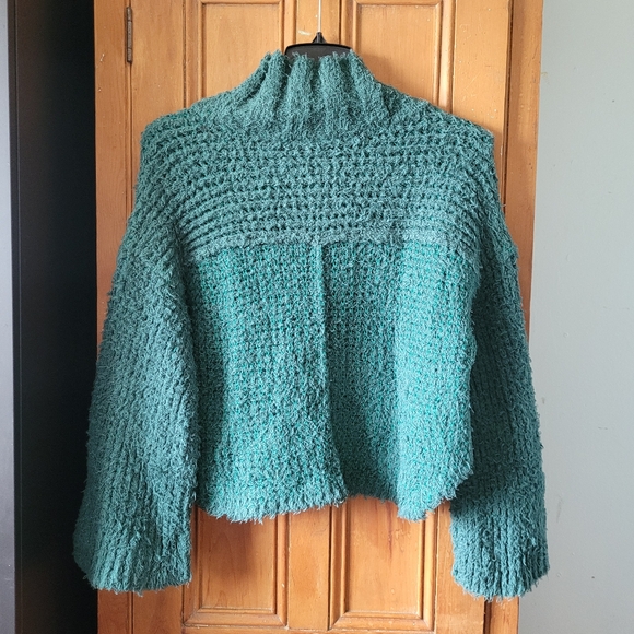 NWOT Free People CANYON Oversized Slouchy Boho Sweater Teal Green - Picture 9 of 14